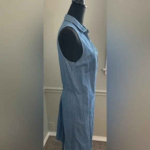 Old Navy Blue Jean Denim Sleeveless Wrap Dress Size Grand Tall - Picture 5 of 8